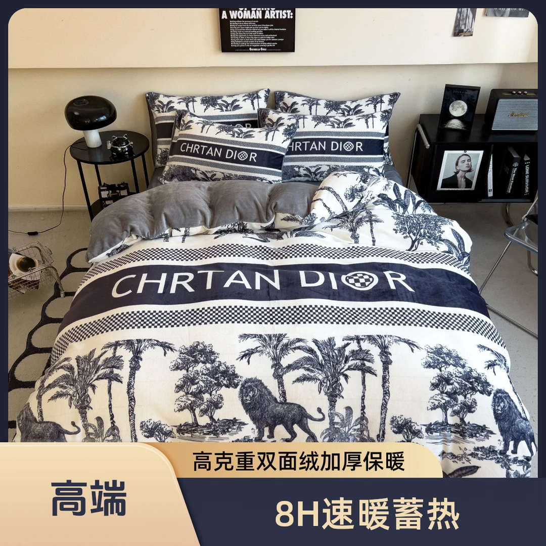 冬季大阪牛奶绒床上用品四件套加绒加厚被套双面绒被罩单件三件套