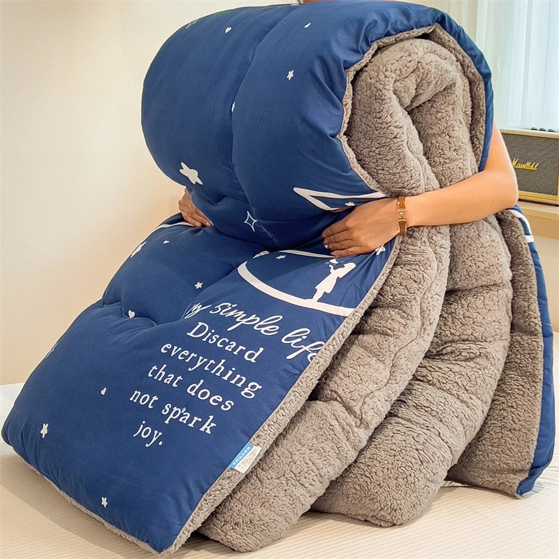 加厚保暖羊羔绒被子被芯雪花绒冬被加绒棉被褥学生单人宿舍春秋被