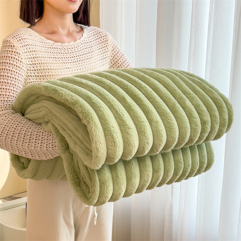 高级仿兔绒沙发毯子小毛毯被冬季加厚盖毯办公室午睡毯珊瑚绒披肩