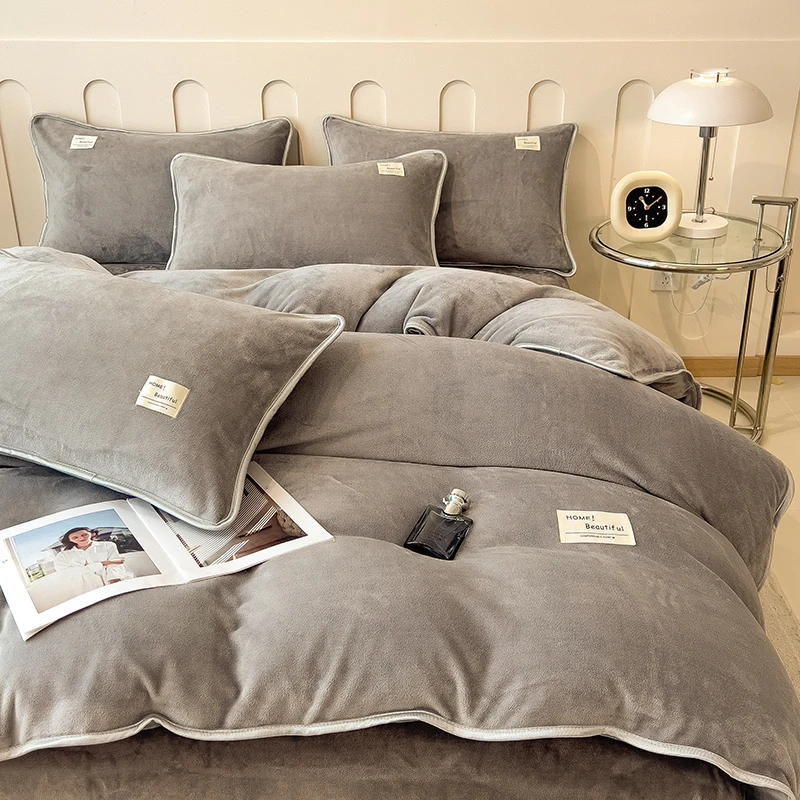 牛奶绒四件套加绒床单被套冬天法兰绒被罩加厚珊瑚绒宿舍三件套4