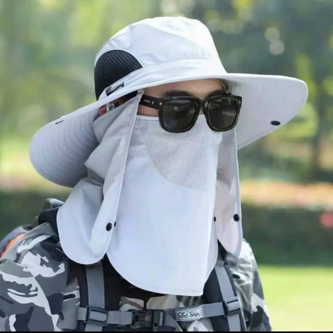 男女防晒帽渔夫帽夏季遮脸太阳帽遮阳帽防护颈面罩骑行钓鱼帽子