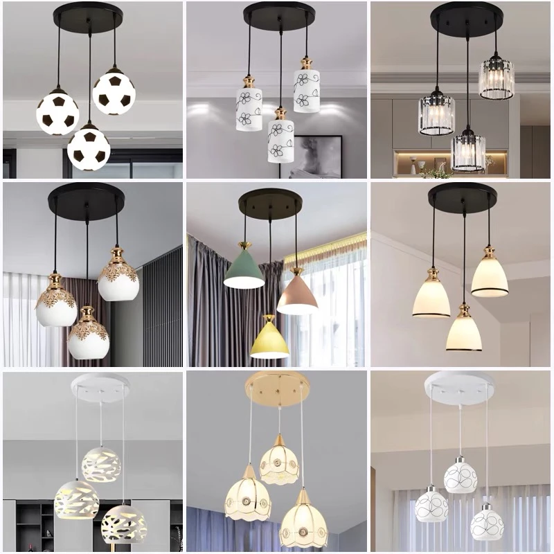 餐厅吊灯简约现代三头北欧创意个性吧台灯走廊LED轻奢水晶餐吊灯