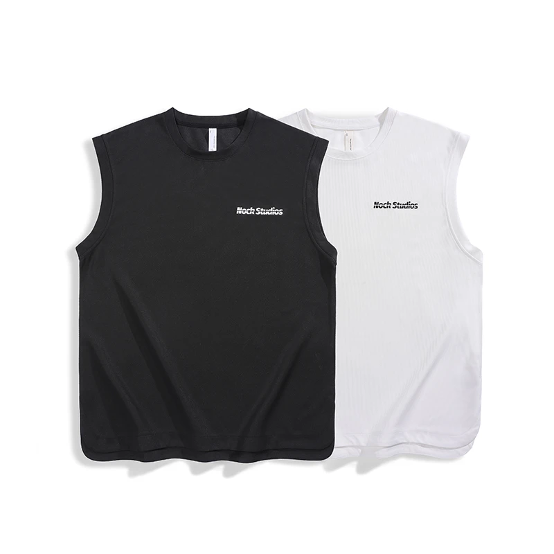 夏季大码潮流圆领无袖t恤透气T恤美式男士宽松运动健身背心