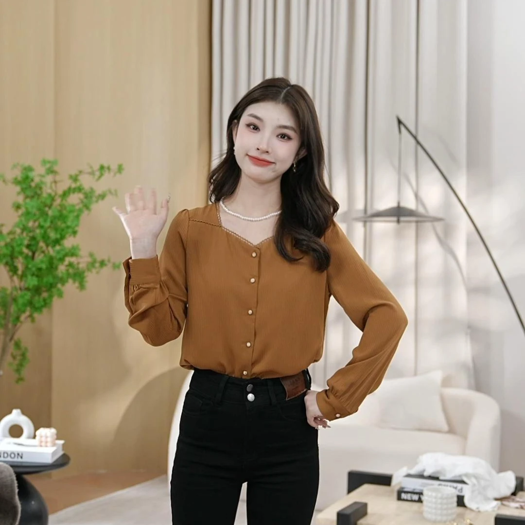 【雅丹风】秋季长袖通勤气质时尚显瘦设计感小众长袖衬衫女8293084