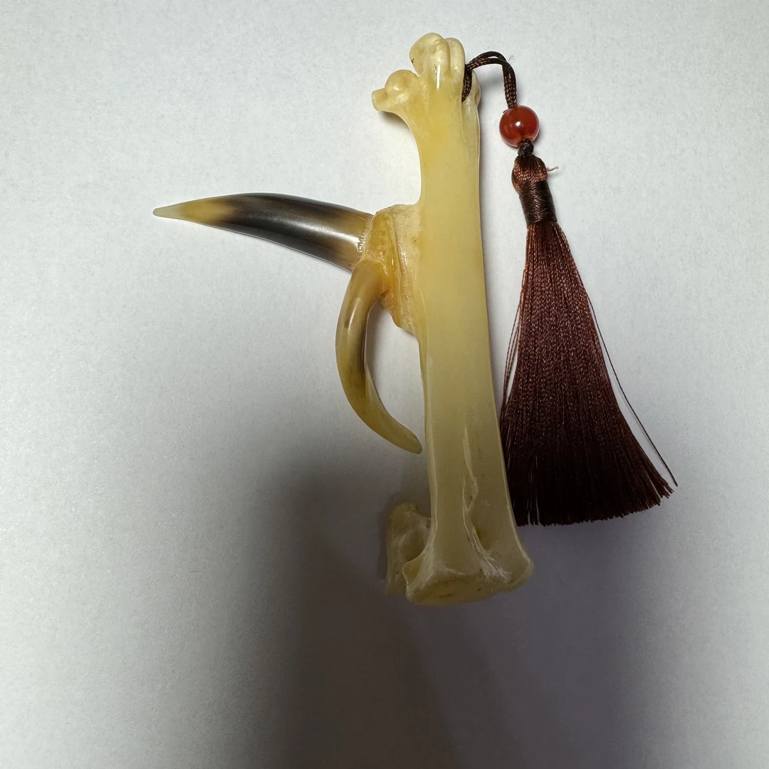 鸡爪骨工艺品,单只玉化骨个性大粗骨双拐大弯钩