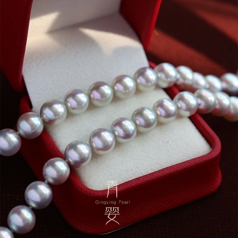 海水真多麻项链8-8.5-9mm真科研无调色大证14K金多样性发一条