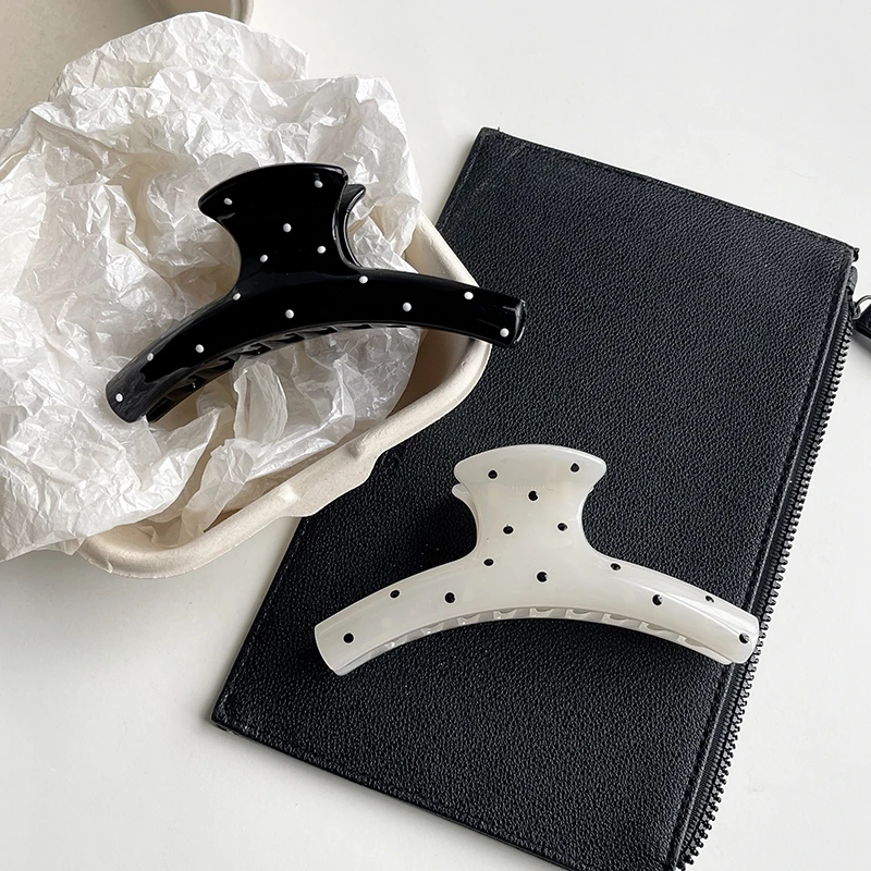 法式波点大号醋酸后脑勺发夹女2024新款高级感抓夹气质鲨鱼夹发饰