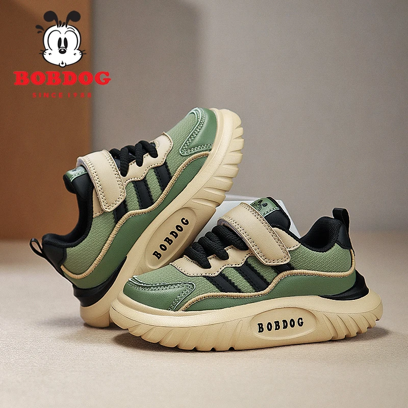 巴布豆童鞋男女运动鞋2025春季新款皮面防水儿童休闲鞋子潮牌童鞋