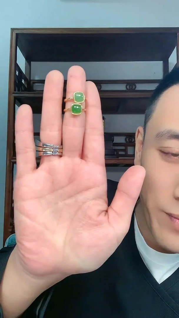 【闪购商品】和田玉戒指银S925镶嵌多样性发其一19