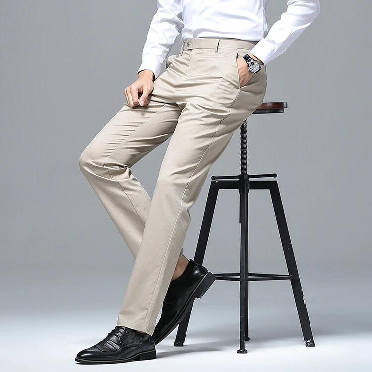 夏季新款休闲裤子薄款男裤宽松男士西裤直筒商务免烫抗皱裤