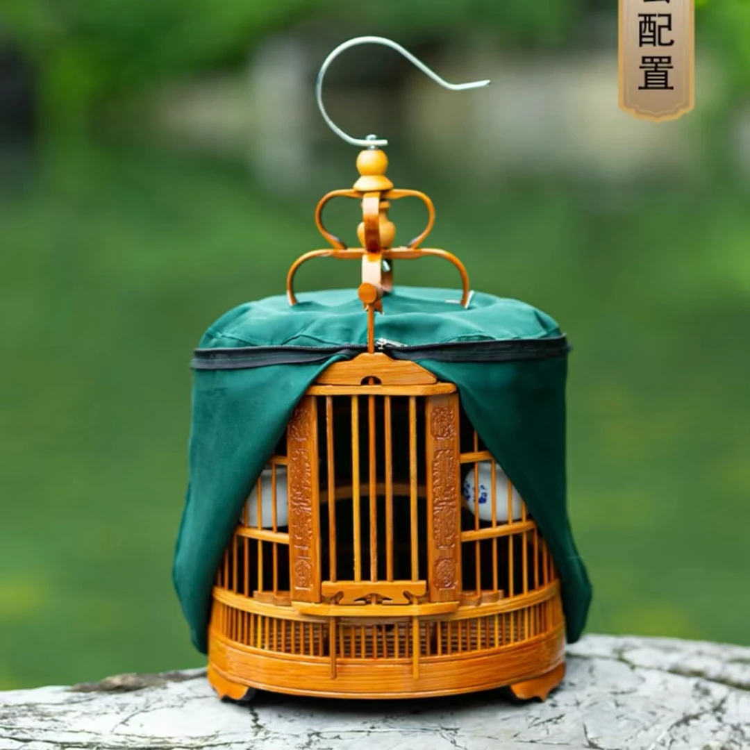 黄豆鸟笼黄腾麻料麻雀珍珠绣眼鸟笼小型鸟类竹制防漏手工楠竹精选