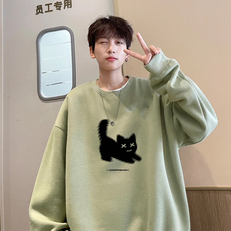 VUUG圆领卫衣男款春秋季2025新款美式潮牌长袖t恤男生休闲上衣服