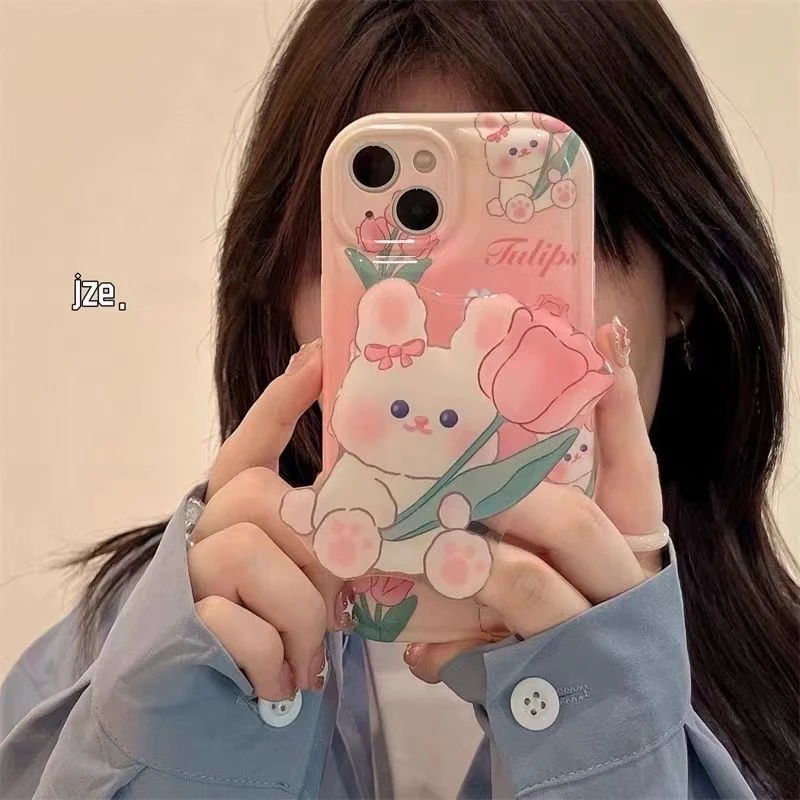 【苹果/华为/OPPO/VIVO/小米/荣耀】郁金香兔子ins防摔可爱手机壳