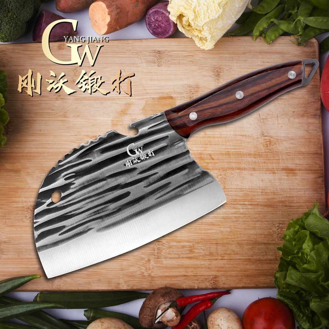 刚沃锻打不锈钢家用切片切丝耐用菜刀厨房切片刀锤纹两用切菜超快