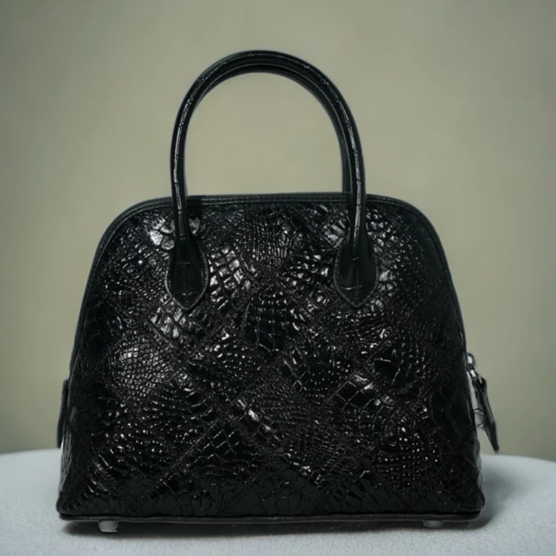 秀姐定制 秋冬新款【鳄鱼皮保龄球包】手工蜡线手提包单肩包斜挎包