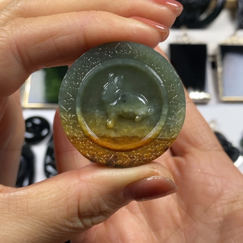 【闪购商品】透闪石-蛇纹石玉挂坠未镶嵌不****5