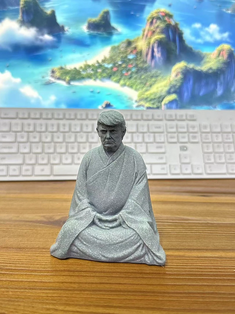 特离谱茶宠摆件青砂石鱼缸创意手工茶道禅意和尚茶室复古石头美利