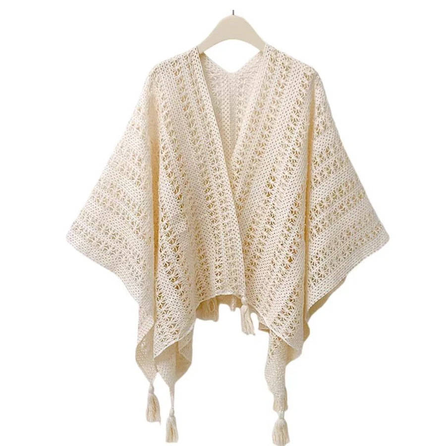 纯色民族风披肩女外搭针织旅行气质拍照披风