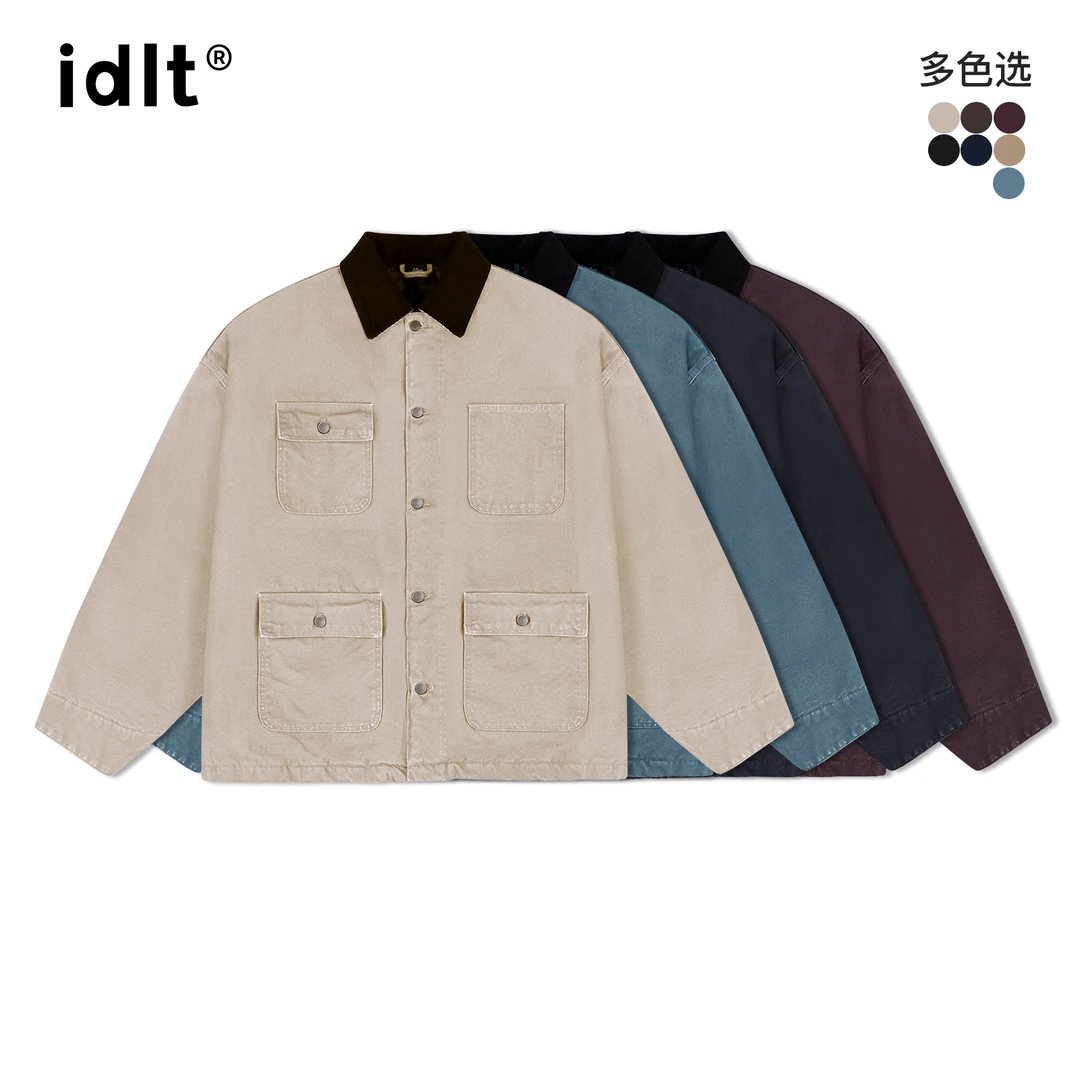idlt 15oz 廓形密歇根宽松多袋工装夹克重磅珠帆布棉衣外套 U010