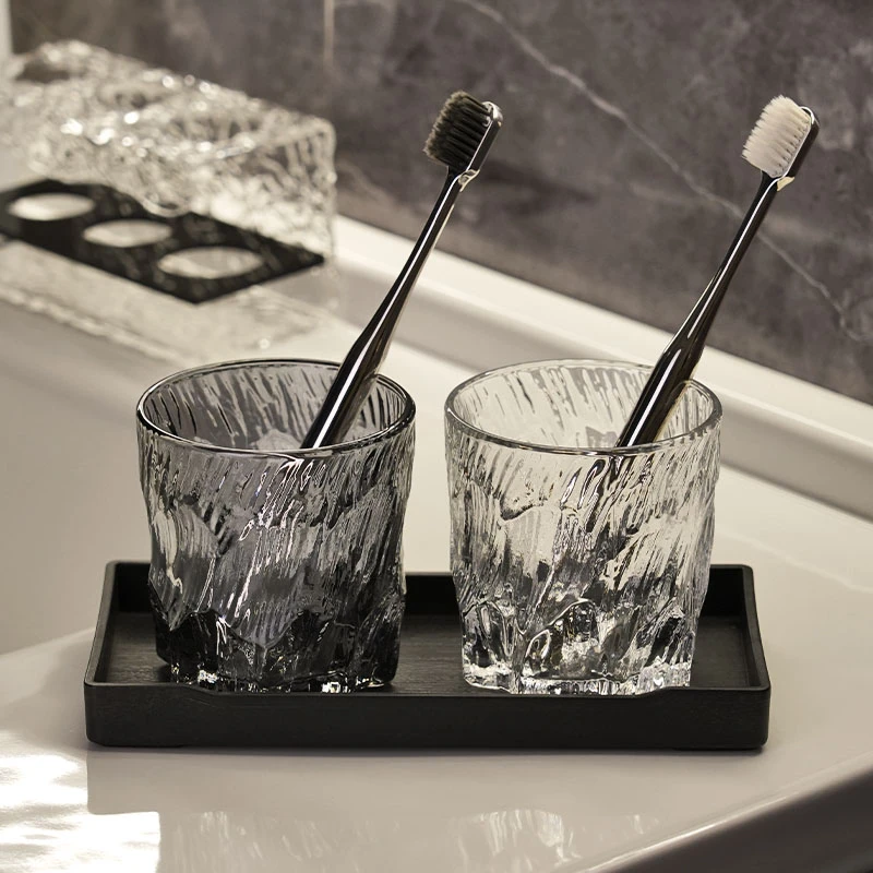 家庭轻奢玻璃漱口杯简约情侣洗漱杯卫生间刷牙杯牙缸杯套装高档