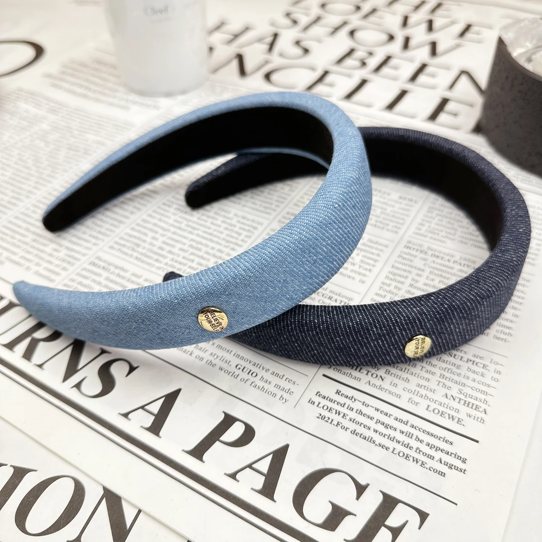 Mi33 韩版饰品 牛仔色金属标高颅顶发箍  F88057053