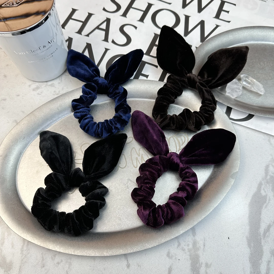 Mi33 复古手工小号可爱兔耳丝绒发绳发圈 Q19053Q29