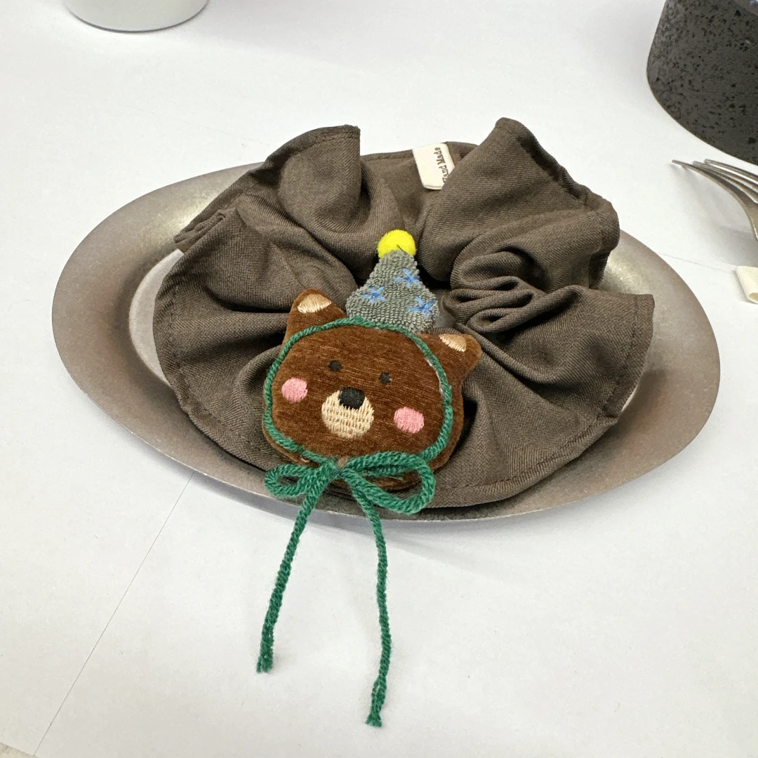 Mi33 韩版饰品 毛线围脖棕熊发绳发圈 Q09060210