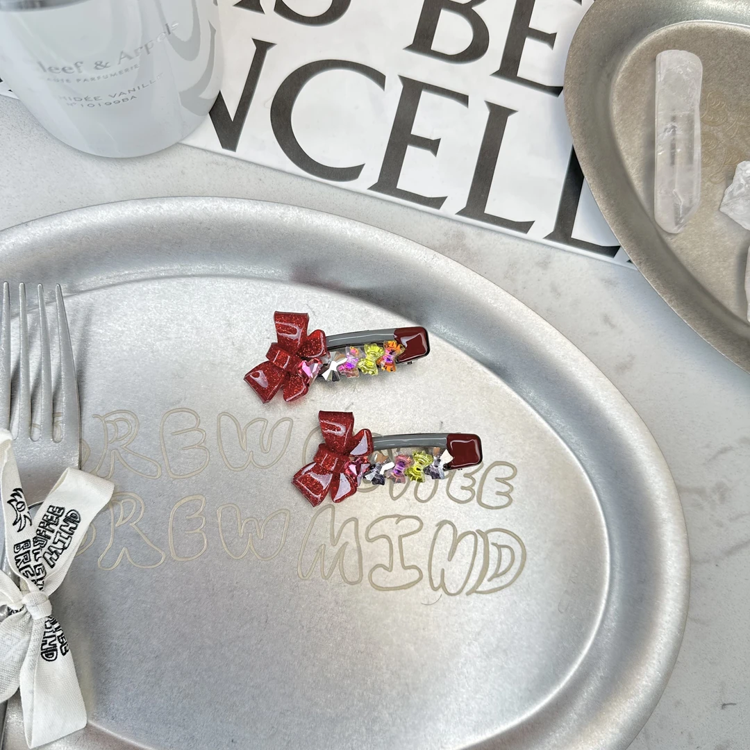 Mi33 韩版饰品 彩色蝴蝶结可爱鸭嘴夹边夹（单只）J12058114