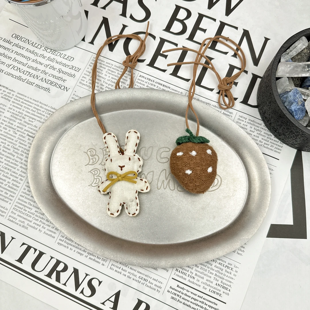 非金属布艺项链 Mi33 韩版饰品 布艺卡通皮绳项链  XL88063002