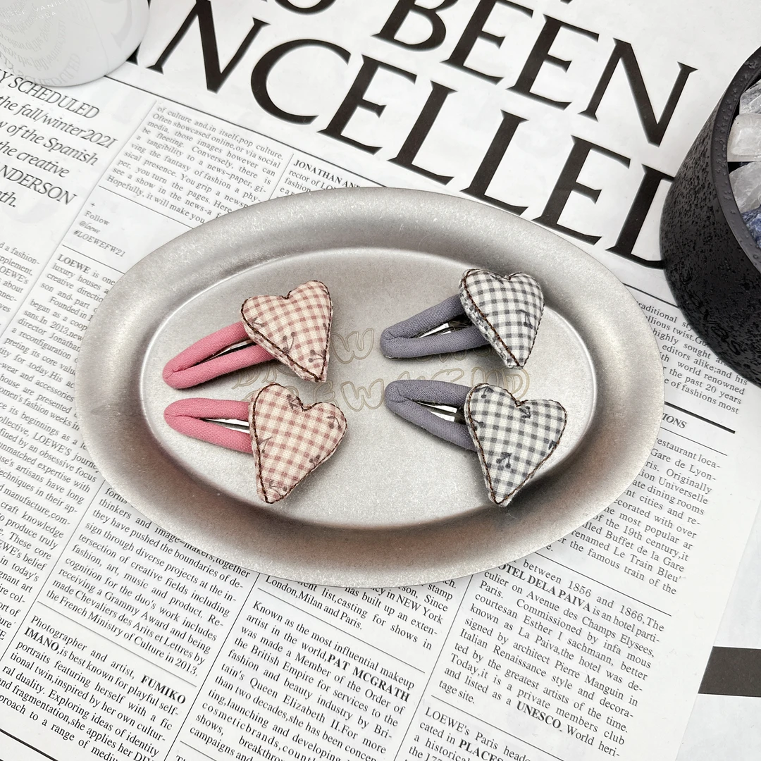 Mi33  格子爱心樱桃对夹BB夹（一对）Y49054M1-1