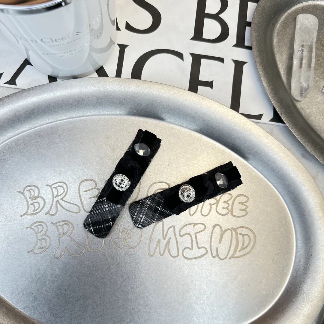 Mi33 韩版饰品 毛呢格子金属扣BB夹边夹 单只 J16064088