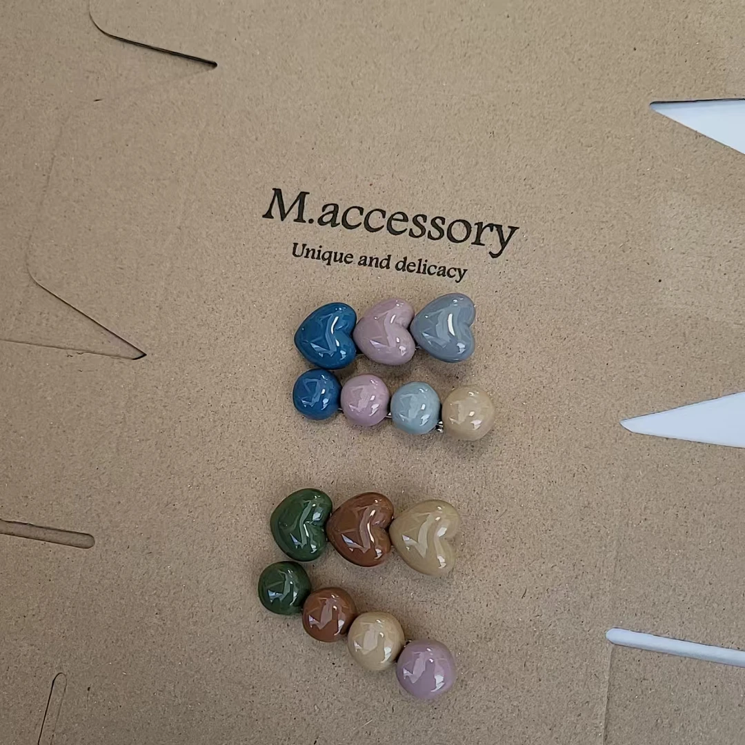 Mi33 韩版饰品 爱心鸭嘴夹边夹（一对）J09058320