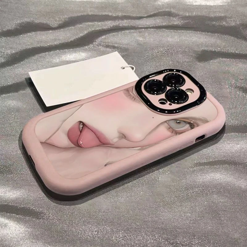 舔舌辣妹苹果15手机壳14promax/13泡芙7/8P网红12/11软壳XSmax/x