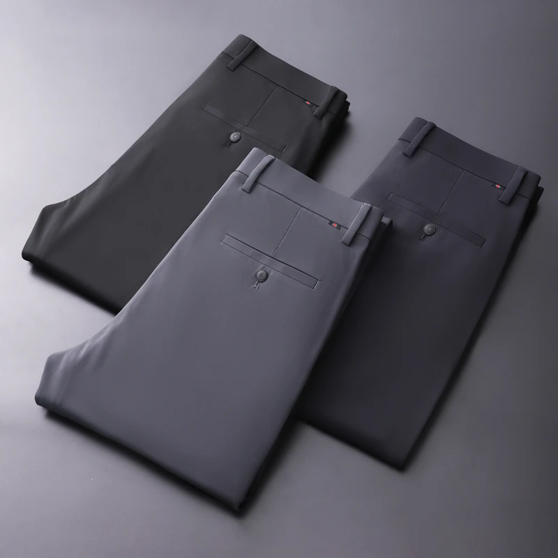 春季弹力西装裤男士休闲裤子男黑色厚款高端直筒商务正装男裤长裤