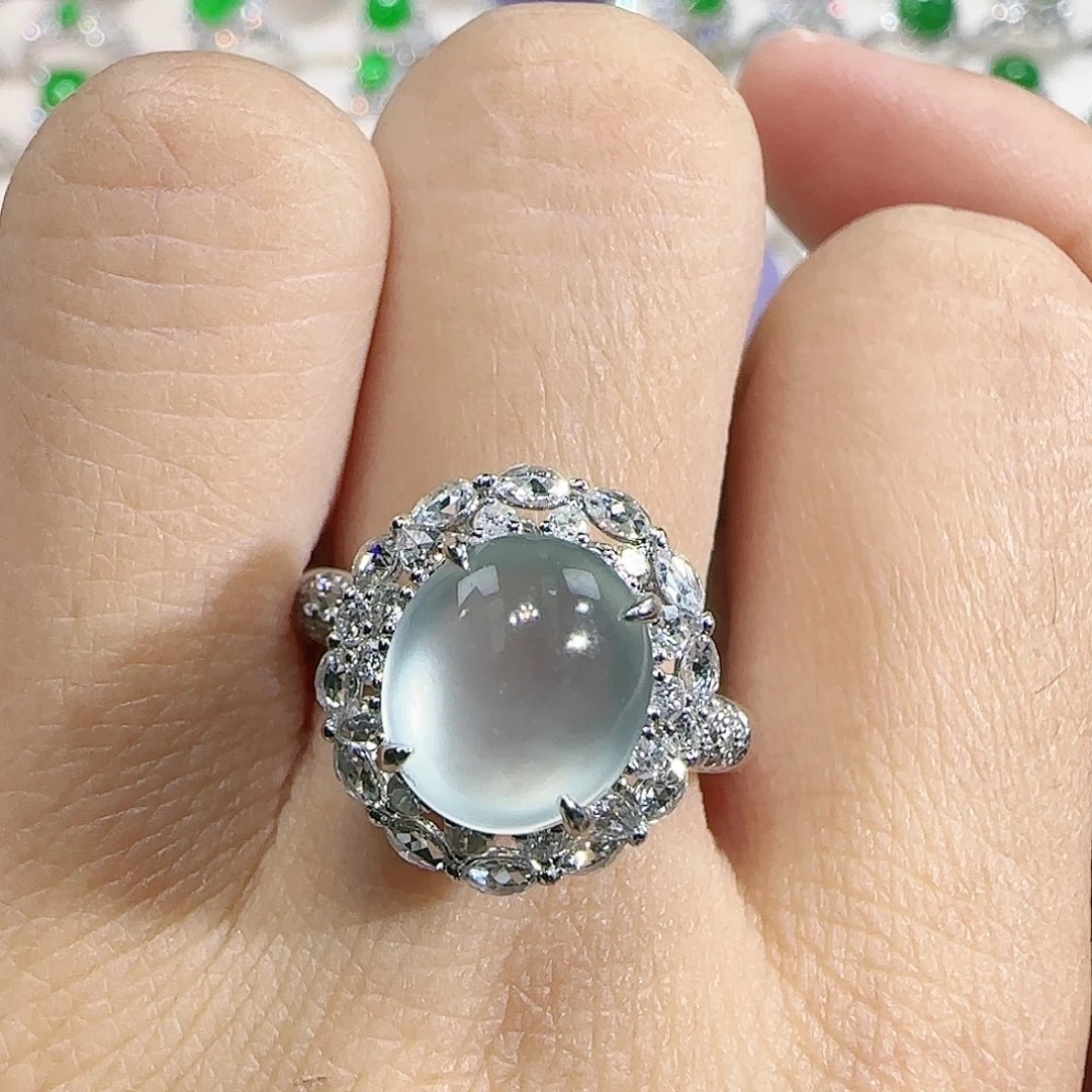 翡翠吊坠(不含链)18K金镶嵌