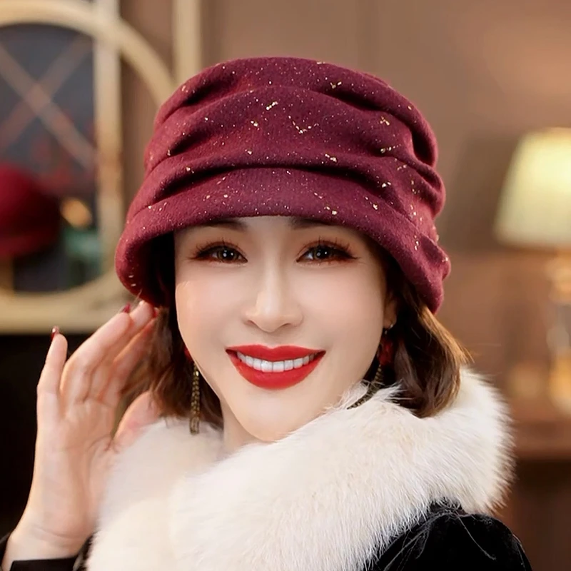 【羊毛】绵羊毛秋冬贝雷帽羊毛呢英伦复古帽子女秋冬0766