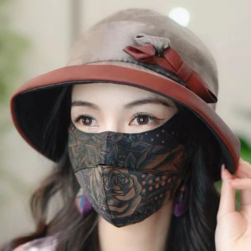 PTAH布塔香云纱口罩防尘防晒透气口罩双层100%桑蚕丝真丝口罩1117