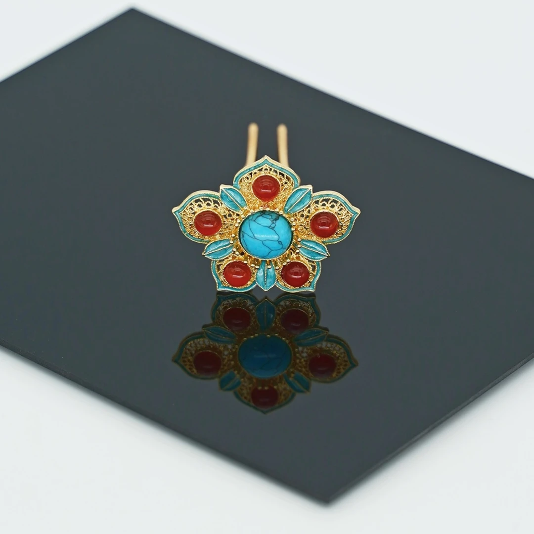 小师妹【松客】原创烧蓝滴油发钗古风发饰簪娘手工超仙气国风设计