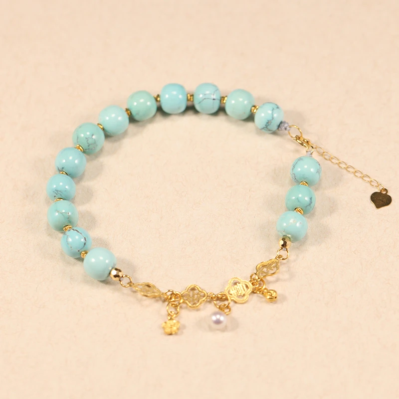 【叶叶珠宝】479 绿松+18k金手串手链 卡7.4mm