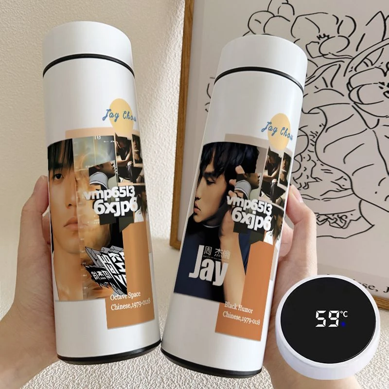 周杰伦JAY周边智能保温杯大容量不锈钢便携高颜值测温度显示水杯