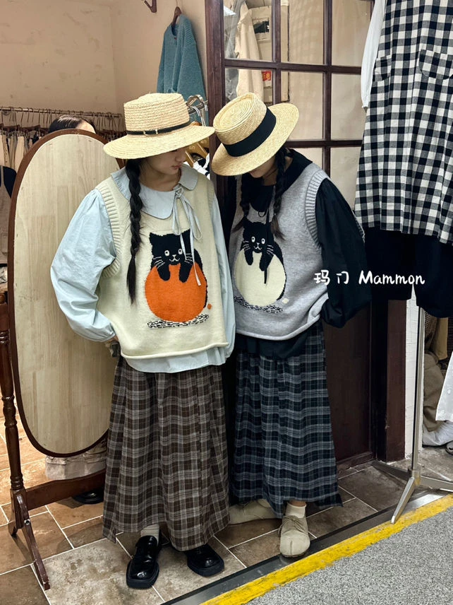 叨叨推荐款 MM#9008#猫咪毛衣马甲（秋季新款）FL