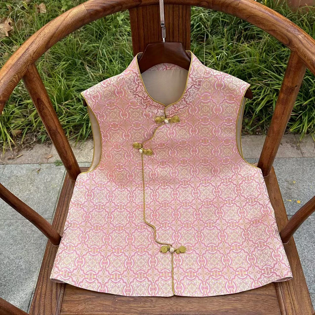 【现货】周康明带钢印【定胜】新中式马甲中国风上衣宋锦时尚百搭