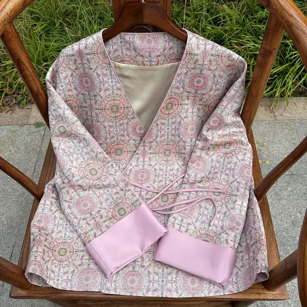 【现货实拍】周康明【八达晕】新中式V领外套国风宋锦上衣时尚百搭