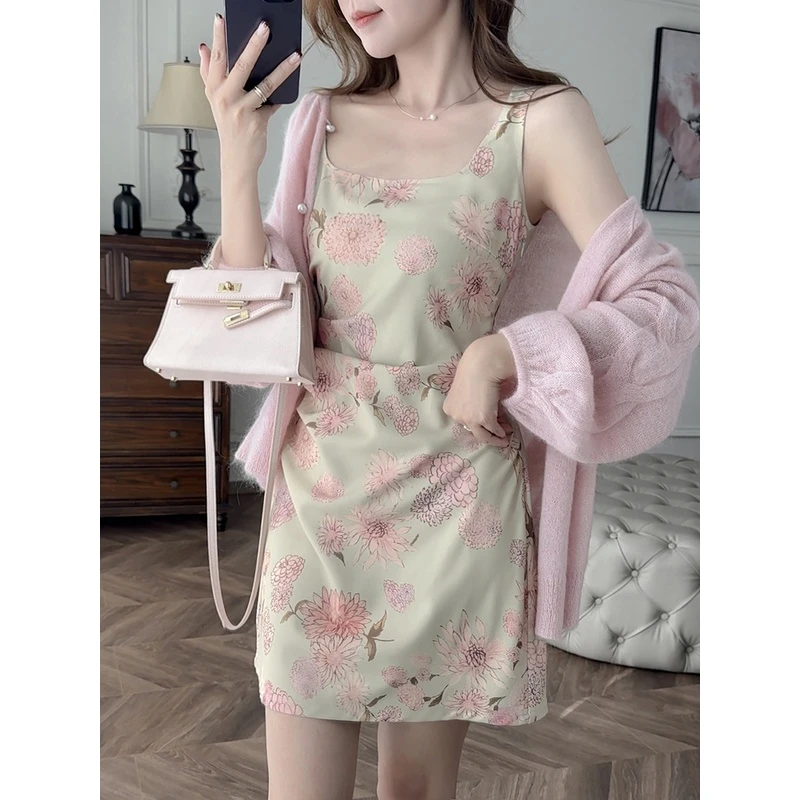 张涩涩25Spring “肯豆裙”意式少女 唯美显瘦抗皱弹力短款背心裙