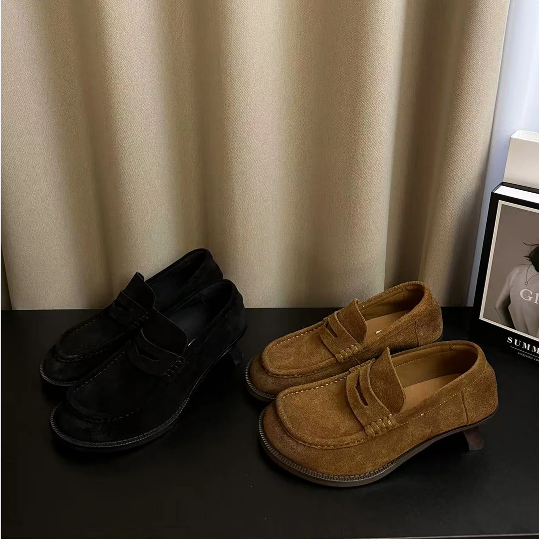 【AiAi】老钱风 小跟圆头牛皮乐福鞋 特价处理  （9183-1）