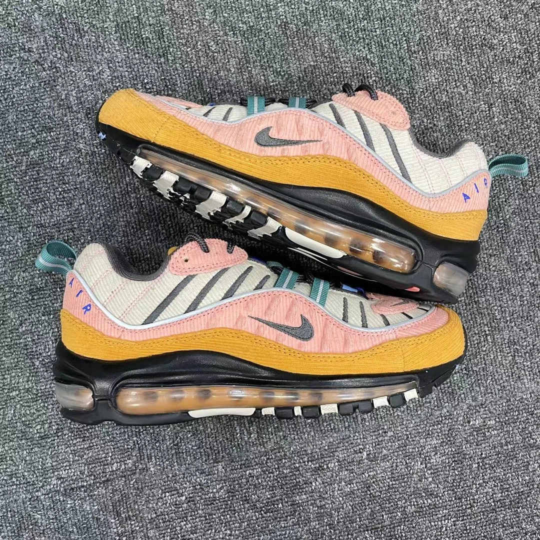 99新 38.5码 无盒 Air Max98 粉橙 跑步鞋
