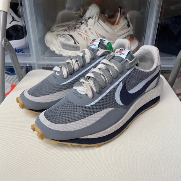 99新 41码 无盒 Clot Sacai Waffle联名 灰蓝 老爹鞋 公价1649