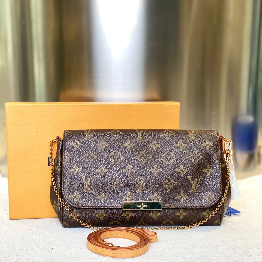 99新 LouisVuitton/路易威登 甄宝98新挚爱中号老花斜挎包9578