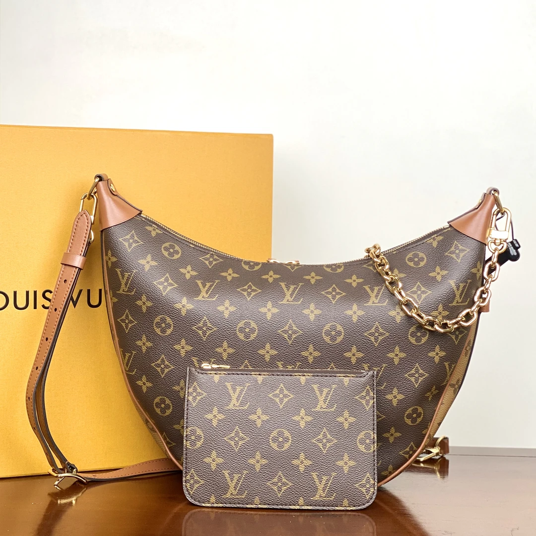 99新 LouisVuitton/路易威登 甄宝98新LV loop hobo大月亮7580