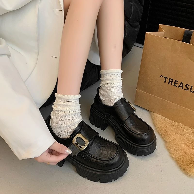 【步莲专属】2024新款厚底乐福鞋女时尚小皮鞋断码撤柜888